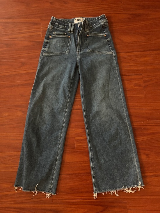 PAIGE Denim - PAIGE Wide-Leg High-Rise Jeans — Dark Blue Denim